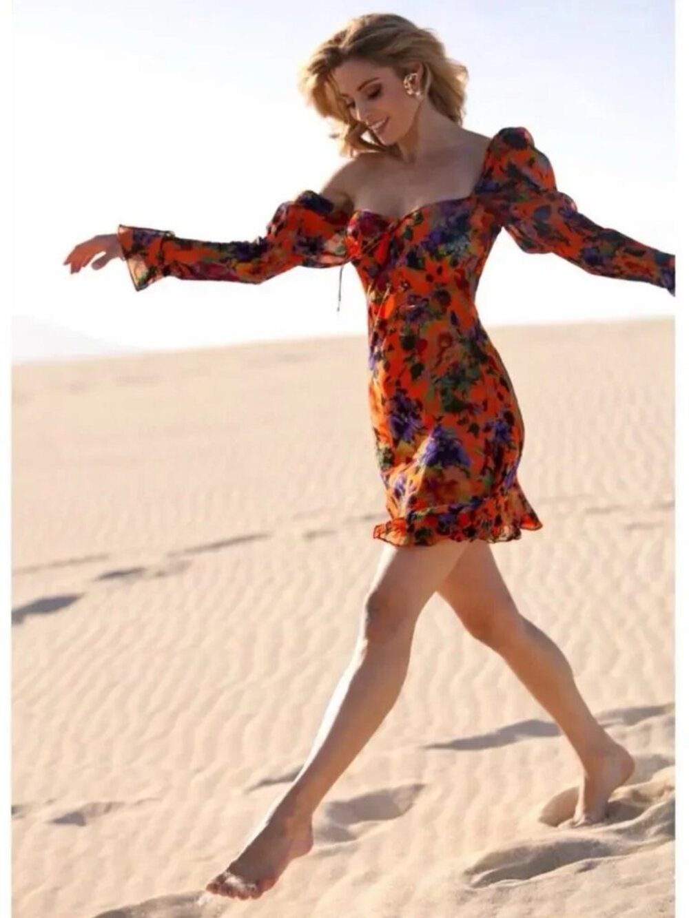 Rat & Boa Naomi Mini Dress in Orange Floral Size XS
